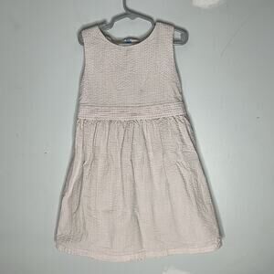 VINEYARD VINES White and Pink Seersucker Striped A Line Sleeveless Dress Sz 7